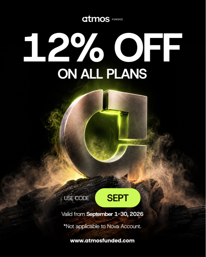 The Atmos Funded September offer gives traders 12% off eligible plans with code SEPT through September 30, 2026.