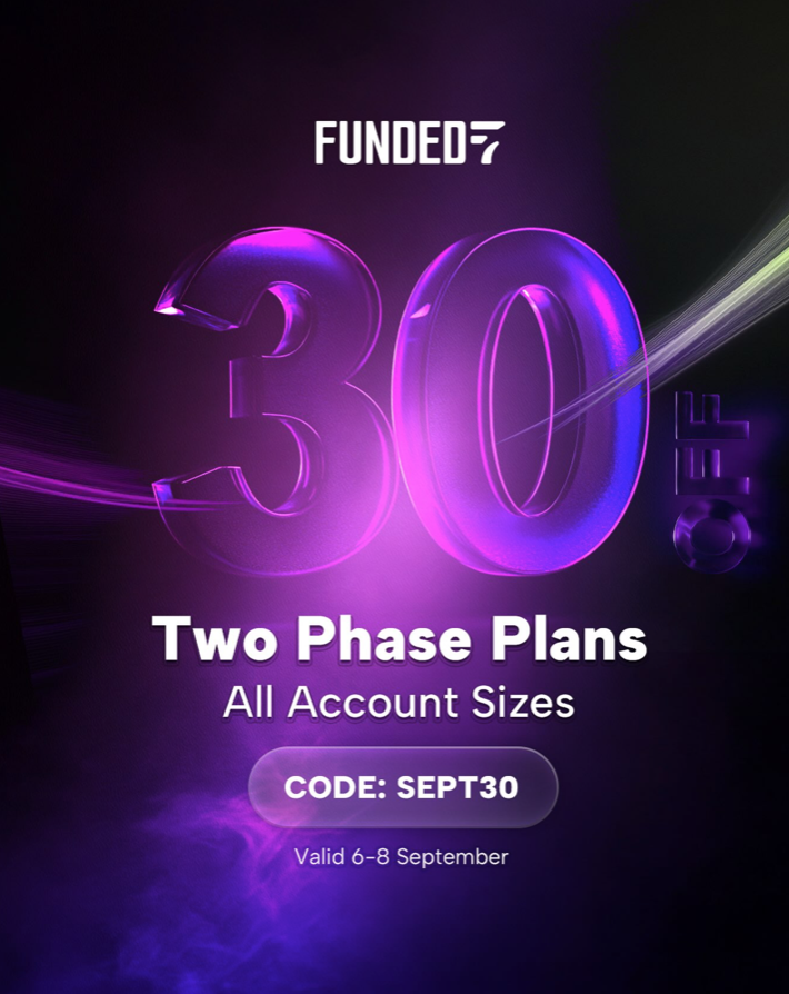 Funded7 offers 30% off all Two-Phase plans through Sept. 8 with code SEPT30, giving traders lower entry costs across sizes.