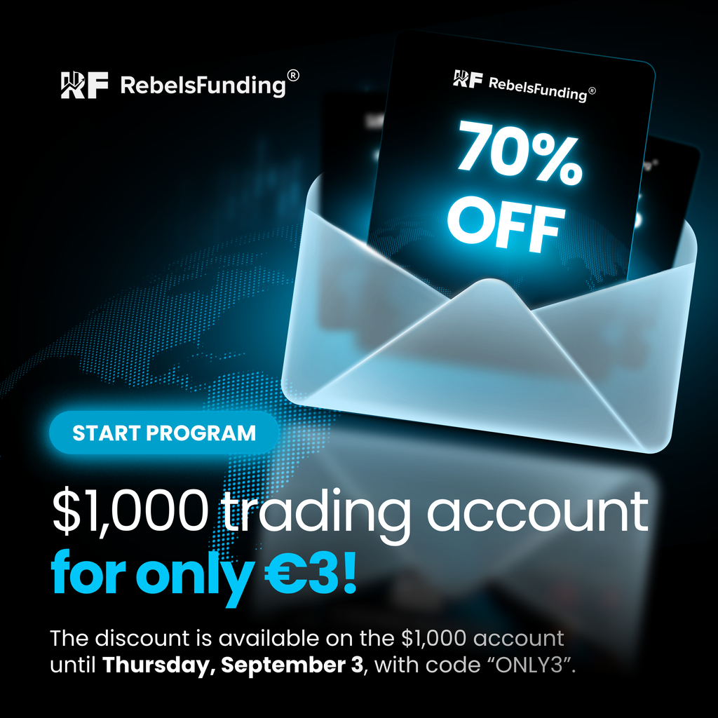 RebelsFunding offers a $1k trading account for €3 with code ONLY3 until September 3. Here’s what traders should know.