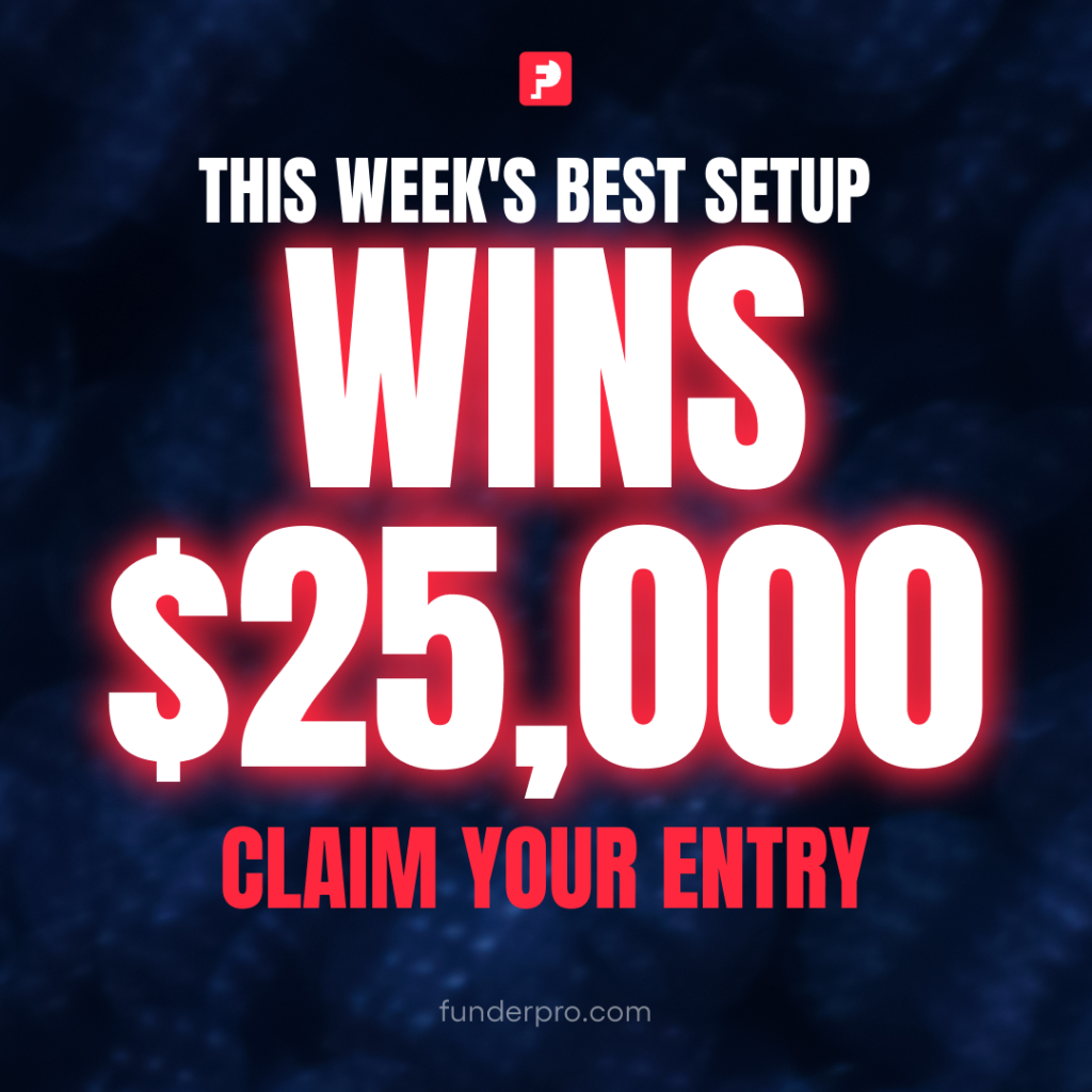 FunderPro Trade of the Week offers a $25,000 Instant Account, with EURUSD and XAUUSD trades judged by risk-to-reward.