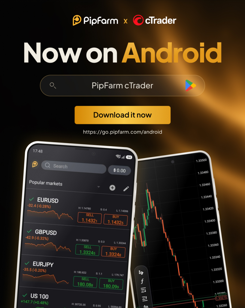 PipFarm cTrader Android app brings challenges, positions, charts and trading history to Android users through a dedicated app.