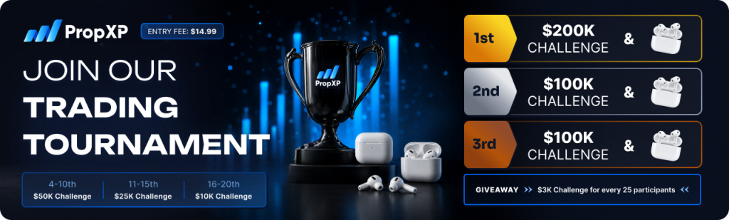 PropXP AirPods Tournament offers $200K challenges and AirPods Pro 3 from $14.99, with 20 winning positions.