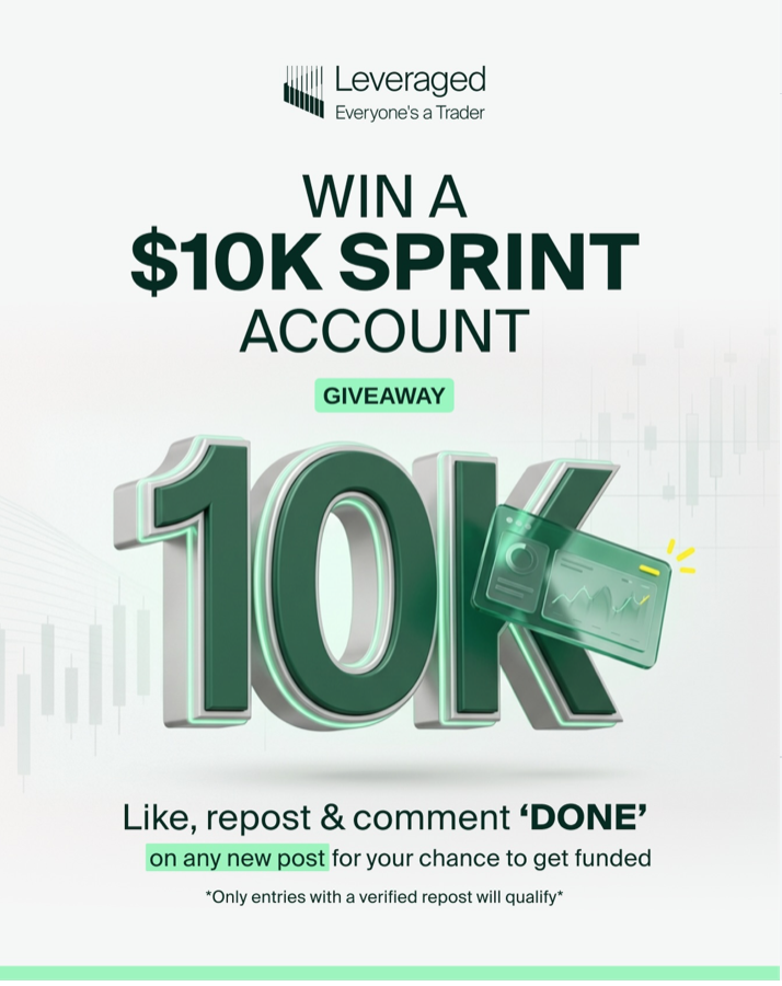 Enter the Leveraged $10K Sprint account giveaway by liking, reposting and commenting on new posts for a chance to get funded.