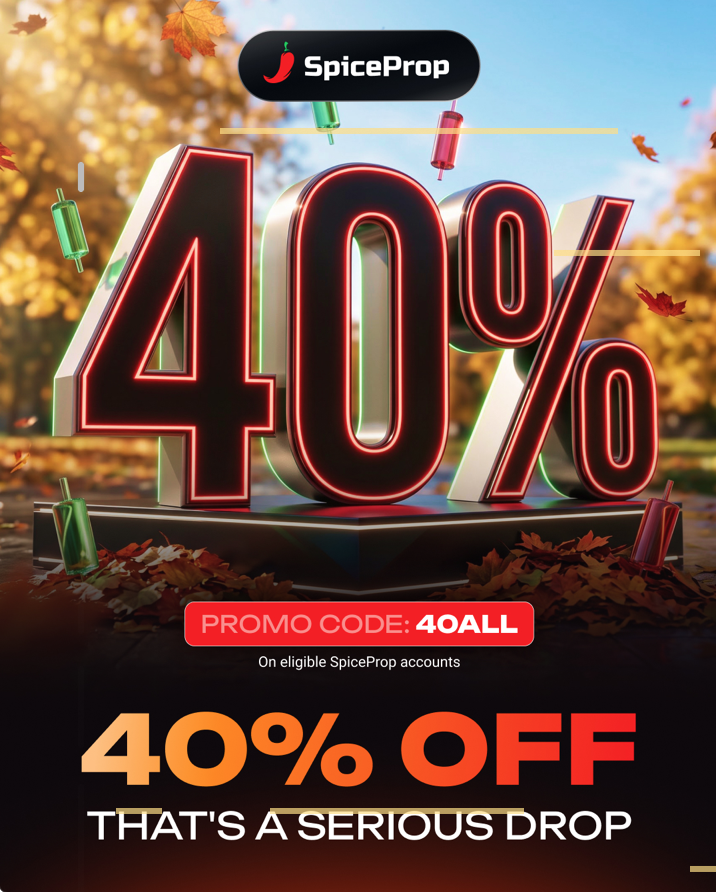 The SpiceProp 40% discount offers 40% off six funding programs until October 16, with five account sizes excluded.