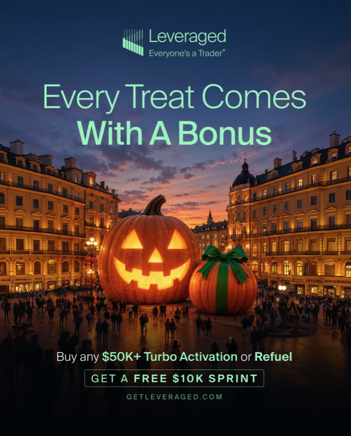 Leveraged Halloween offer gives traders a free $10K Sprint with qualifying $50K+ Turbo purchases through November 1, 2026.